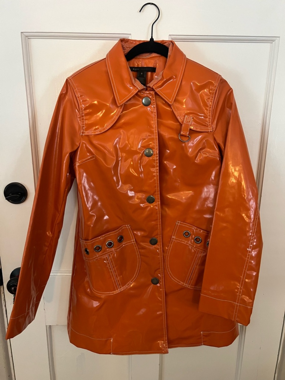 Vintage MARC JACOBS Orange Vinyl Trench Coat size S